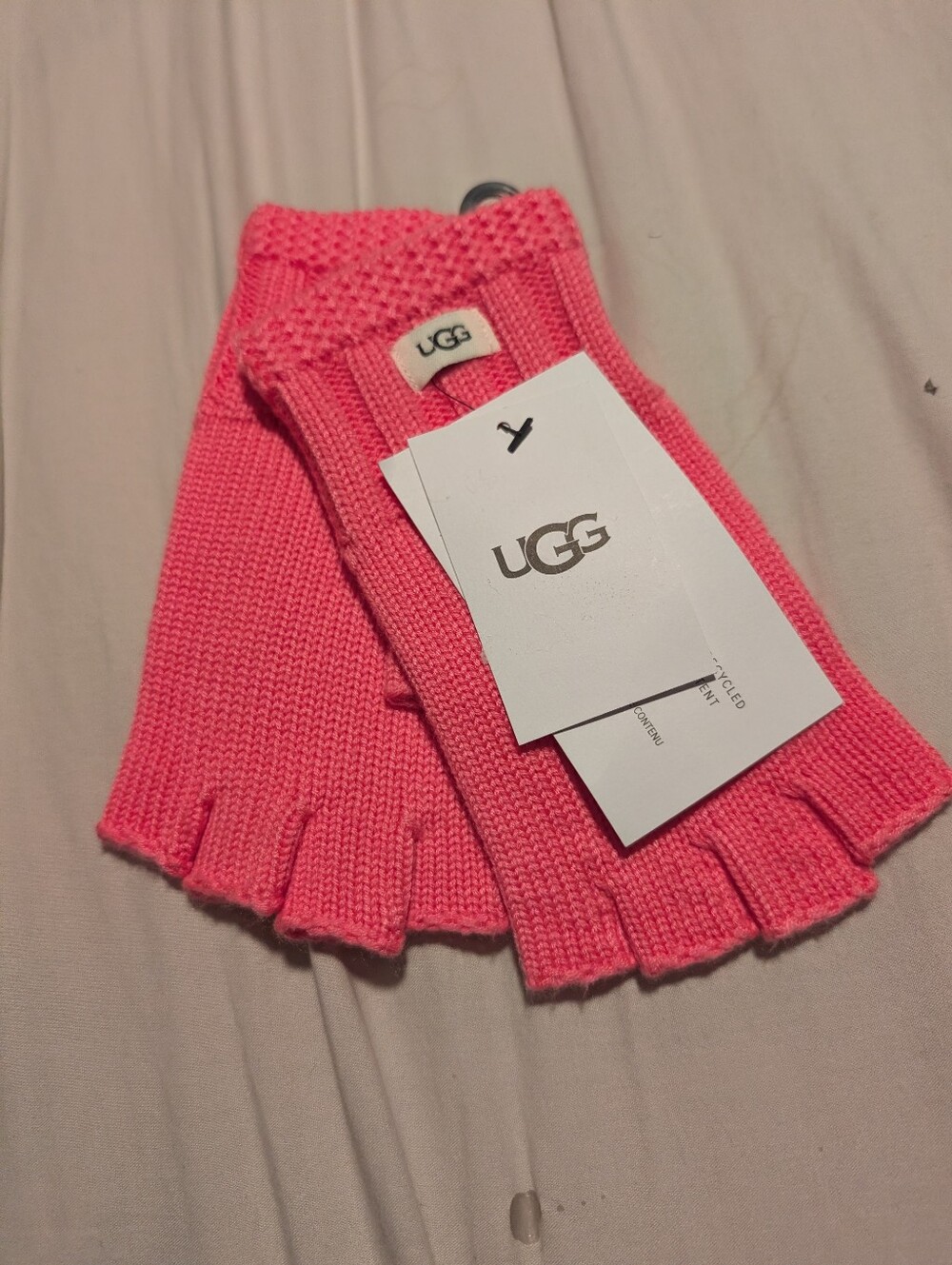 UGG Pink Knit Fingerless Gloves